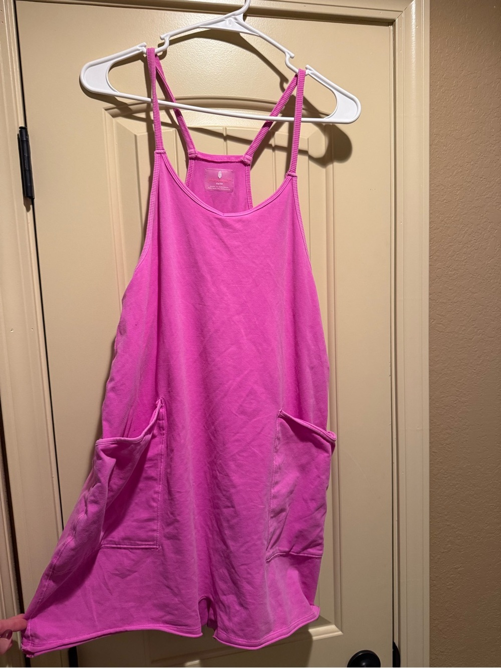 Free People Bright Pink Sleeveless Romper with Pockets